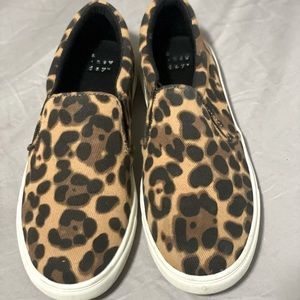 Cute cheetah slip on shoes.